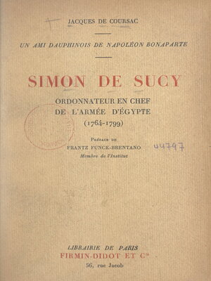 cover image of Simon de Sucy, ordonnateur en chef de l'armée d'Égypte (1764-1799)